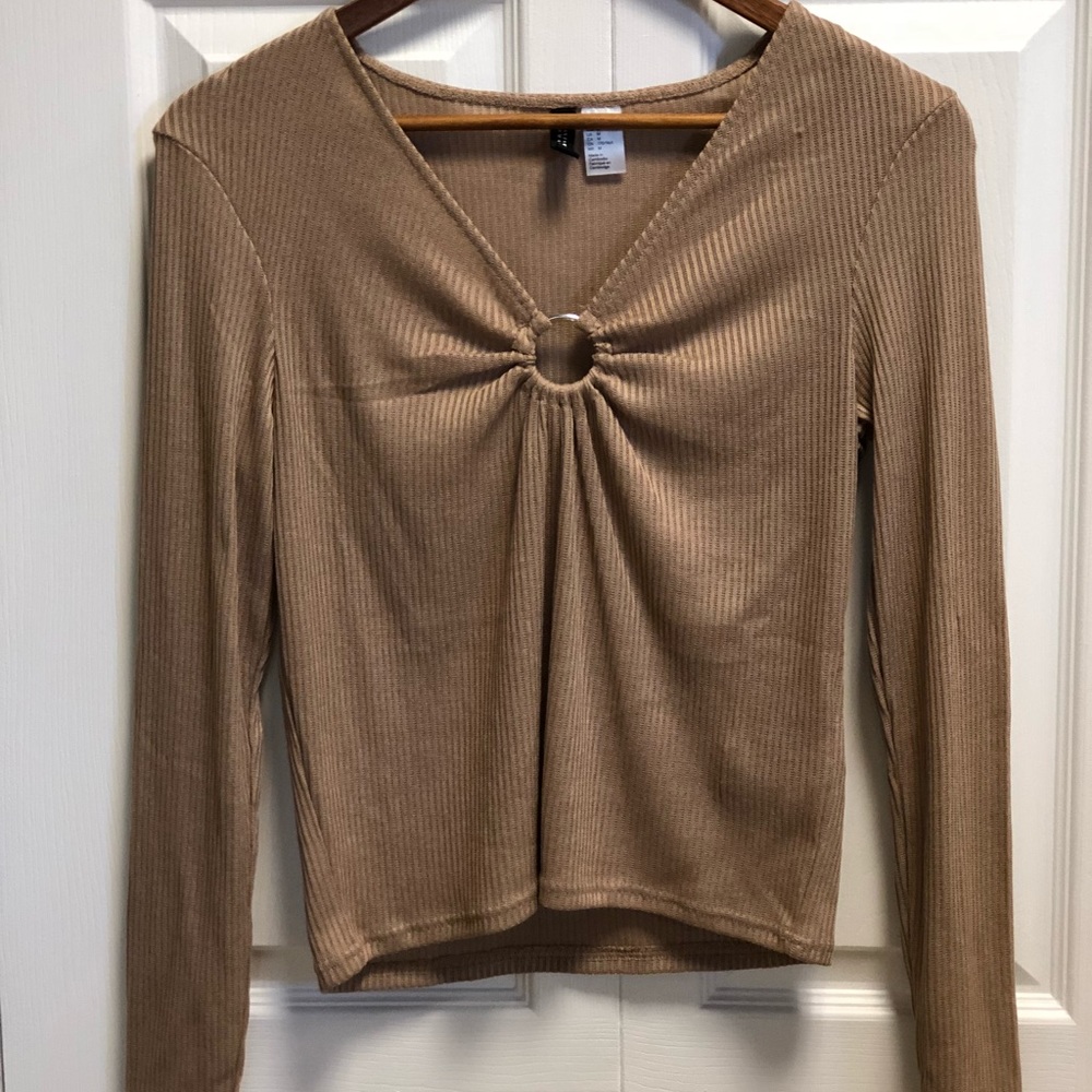 Trendy tan long sleeve shirt